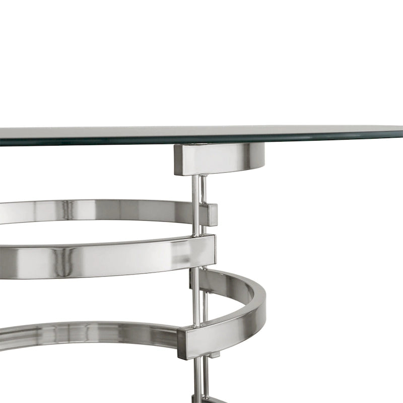 Round Glass Top Vortex Iron Base Counter Height Tabl