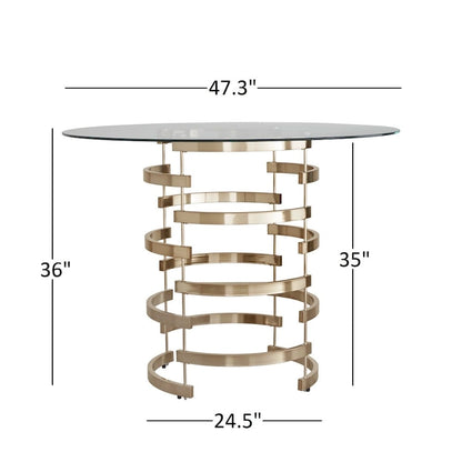 Round Glass Top Vortex Iron Base Counter Height Tabl