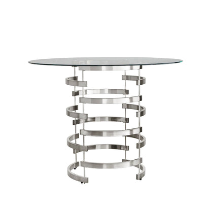 Round Glass Top Vortex Iron Base Counter Height Tabl