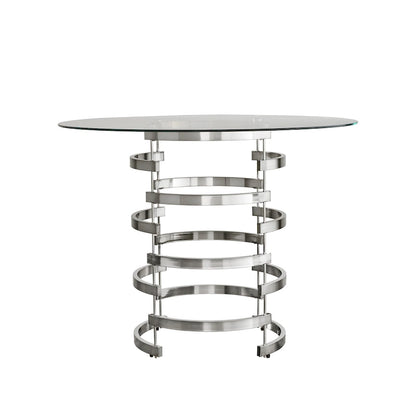 Round Glass Top Vortex Iron Base Counter Height Tabl