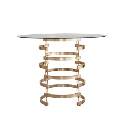 Round Glass Top Vortex Iron Base Counter Height Tabl