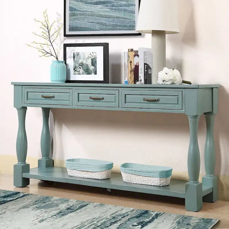 63.38 Long Sofa Console Table with 3 Drawers for Entryway Behind Couch Hall Foyer