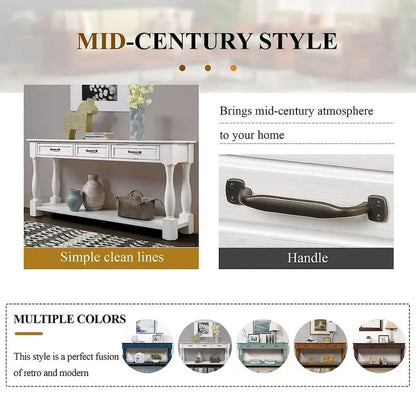 63.38 Long Sofa Console Table with 3 Drawers for Entryway Behind Couch Hall Foyer