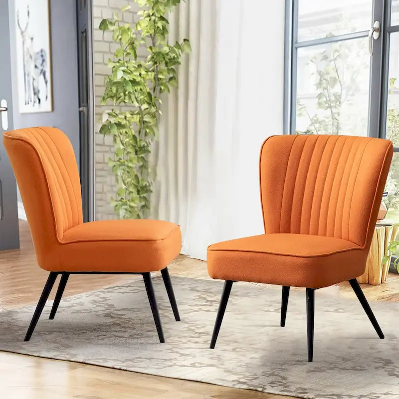 Armless Accent Chair Set of 2 , Living Room Chairs modern accent chairs for bedroom