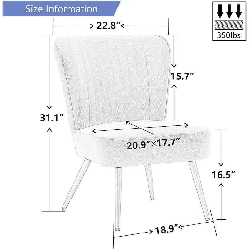 Armless Accent Chair Set of 2 , Living Room Chairs modern accent chairs for bedroom