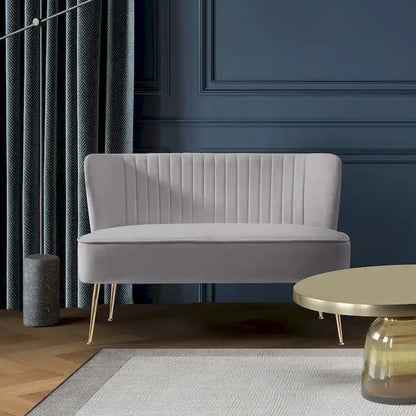 Upholstered Velvet Polyester 46 Wide Loveseat - Armless/ Scalloped Back