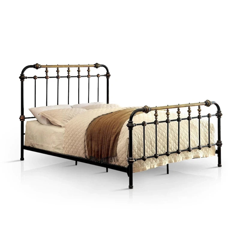 Industial Black Metal Panel Bed