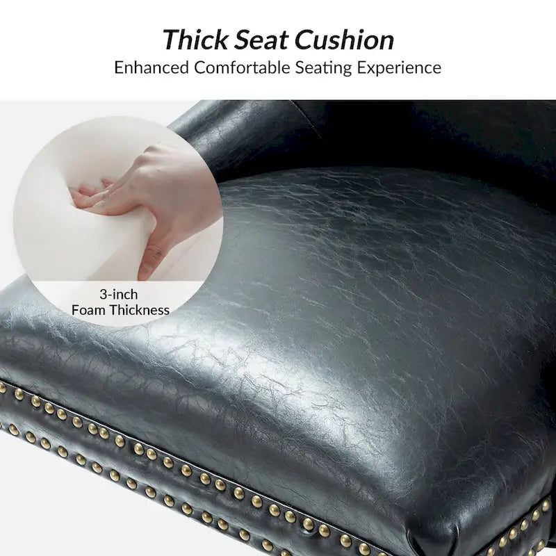 Faux Leather Swivel Office Chair - Mid-Back with Nailhead Trim - 250 lbs Capacity