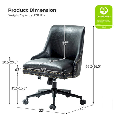 Faux Leather Swivel Office Chair - Mid-Back with Nailhead Trim - 250 lbs Capacity