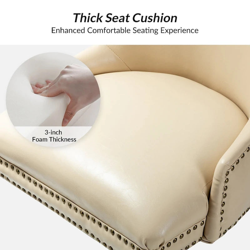 Faux Leather Swivel Office Chair - Mid-Back with Nailhead Trim - 250 lbs Capacity