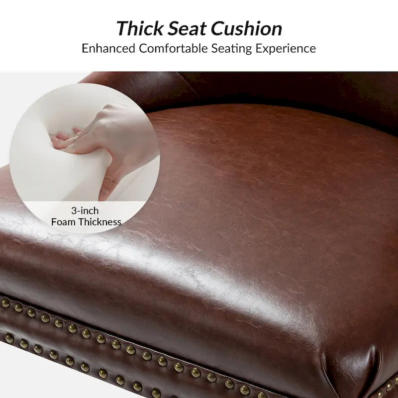 Faux Leather Swivel Office Chair - Mid-Back with Nailhead Trim - 250 lbs Capacity