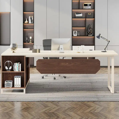 70.8 Executive Desk L-Shaped Office Computer Desk with 55 File Cabinet