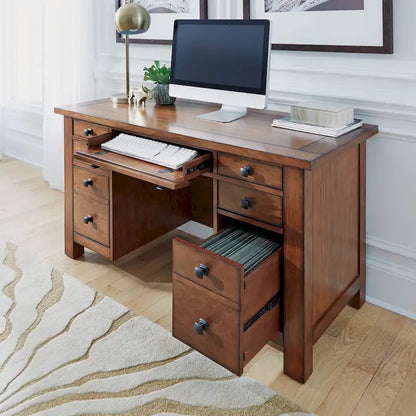 Aged Maple Executive Desk 54W - Single User Home Office