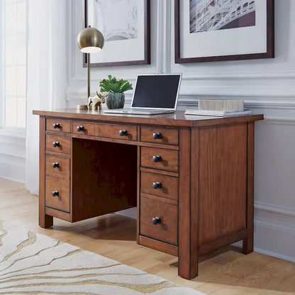 Aged Maple Executive Desk 54W - Single User Home Office