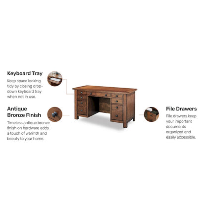 Aged Maple Executive Desk 54W - Single User Home Office