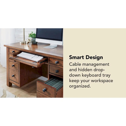 Aged Maple Executive Desk 54W - Single User Home Office