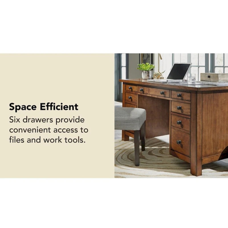 Aged Maple Executive Desk 54W - Single User Home Office