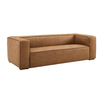 Aurora Modern Brown Blended Leather Sofa - 89.8W x 38.2D x 27.2H