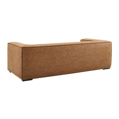 Aurora Modern Brown Blended Leather Sofa - 89.8W x 38.2D x 27.2H