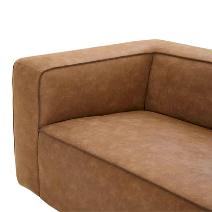 Aurora Modern Brown Blended Leather Sofa - 89.8W x 38.2D x 27.2H