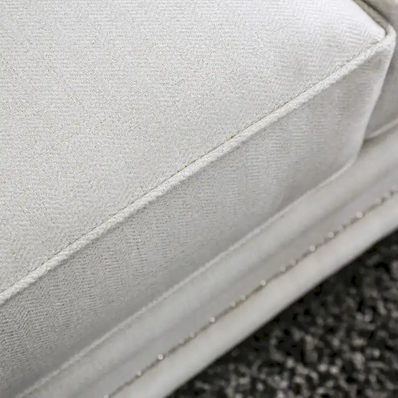 Contemporary White Chenille Nailhead Upholstered Sofa