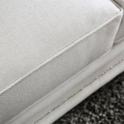 Contemporary White Chenille Nailhead Upholstered Sofa