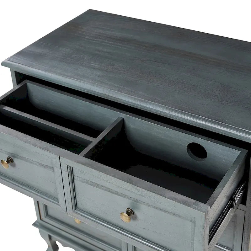Farmhouse 30Tall Distressed 3-Drawer Nightstand With Solid Wood Legs and Adjustable Feet
