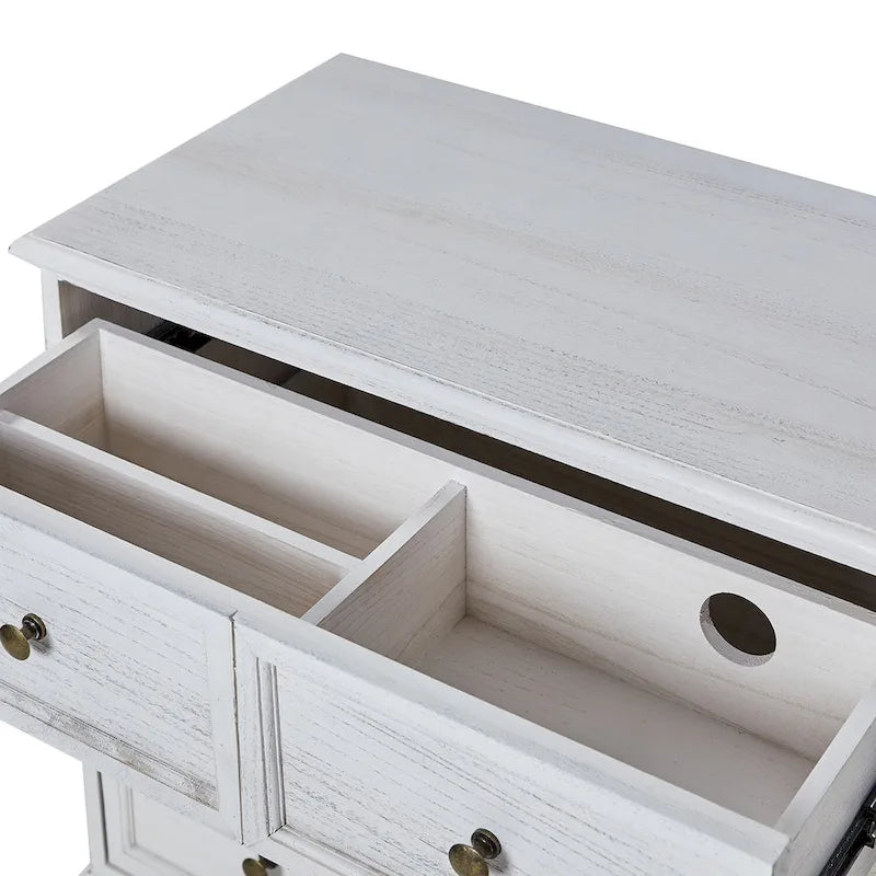 Farmhouse 30Tall Distressed 3-Drawer Nightstand With Solid Wood Legs and Adjustable Feet