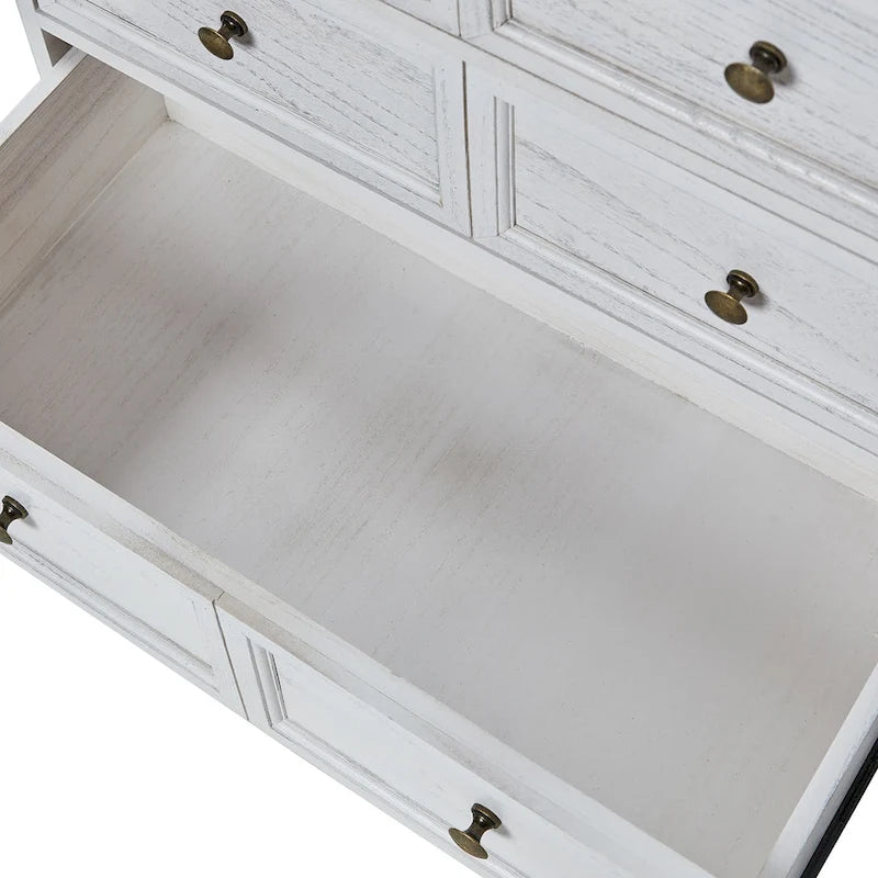 Farmhouse 30Tall Distressed 3-Drawer Nightstand With Solid Wood Legs and Adjustable Feet