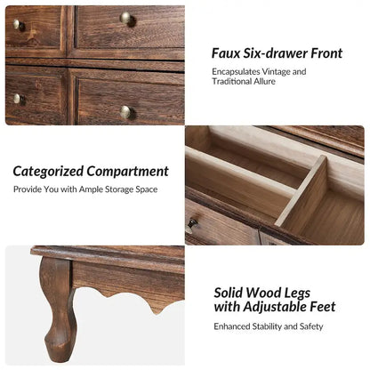 Farmhouse 30Tall Distressed 3-Drawer Nightstand With Solid Wood Legs and Adjustable Feet