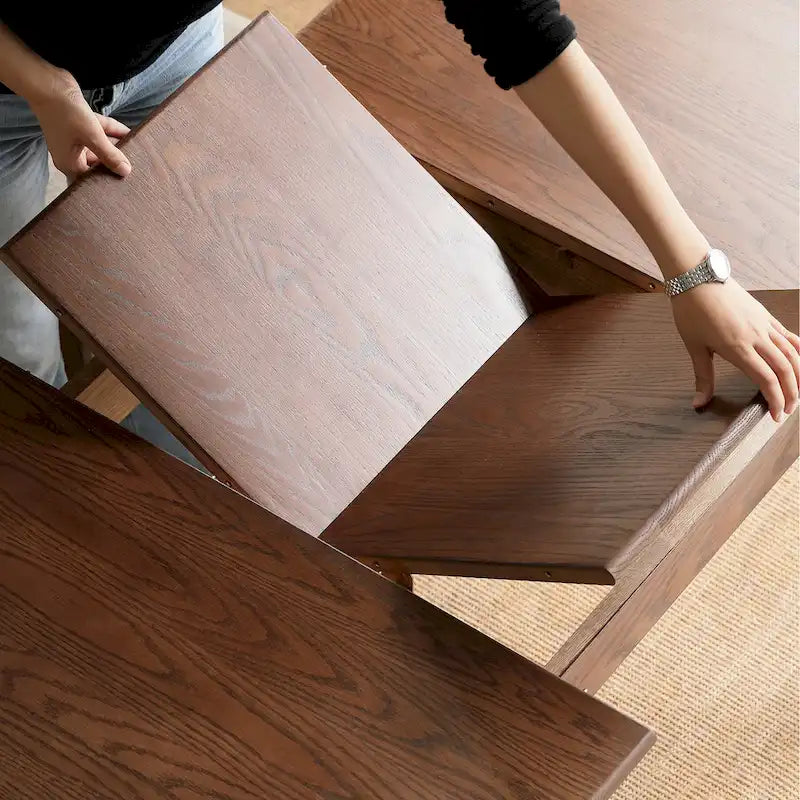 Walnut Solid Oak Wood Extendable Dining Table