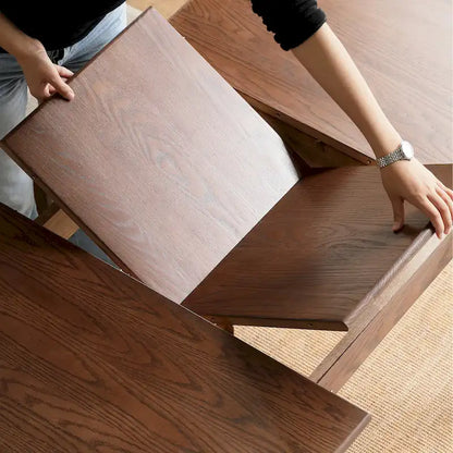 Walnut Solid Oak Wood Extendable Dining Table
