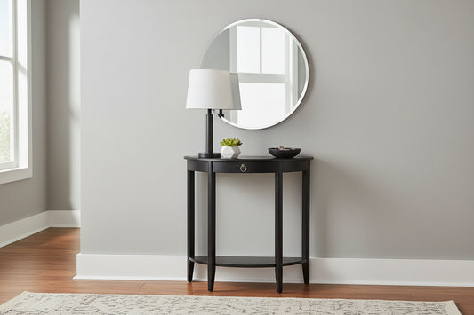 Wooden Half Moon Shaped Console Table with One Storage Drawer - 28 H x 13 W x 26 L Inches