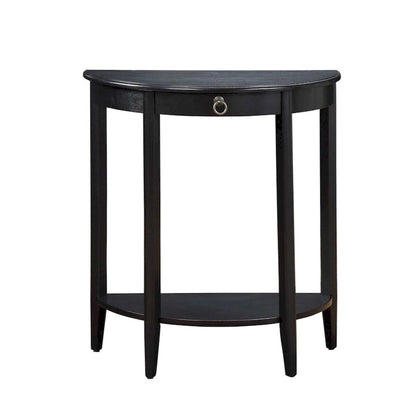 Wooden Half Moon Shaped Console Table with One Storage Drawer - 28 H x 13 W x 26 L Inches