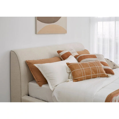 Upholstered Platform Bed in Natural Linen