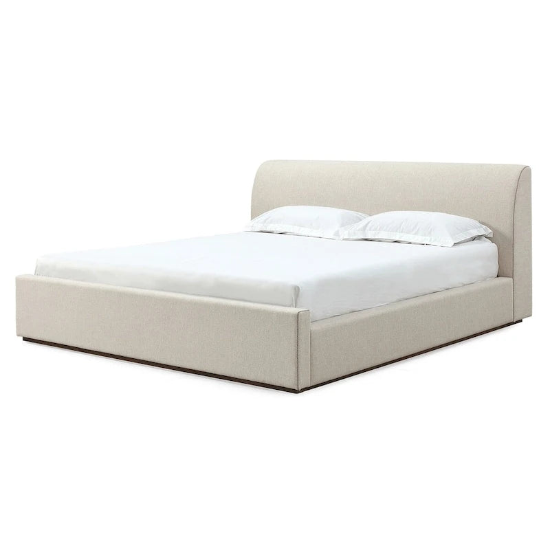 Upholstered Platform Bed in Natural Linen