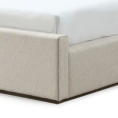 Upholstered Platform Bed in Natural Linen