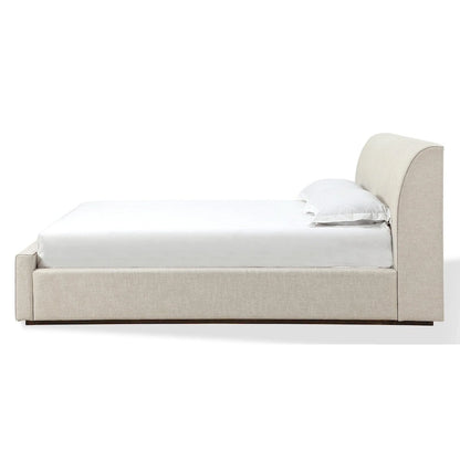 Upholstered Platform Bed in Natural Linen