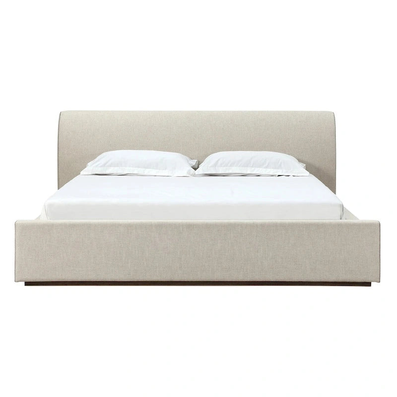 Upholstered Platform Bed in Natural Linen