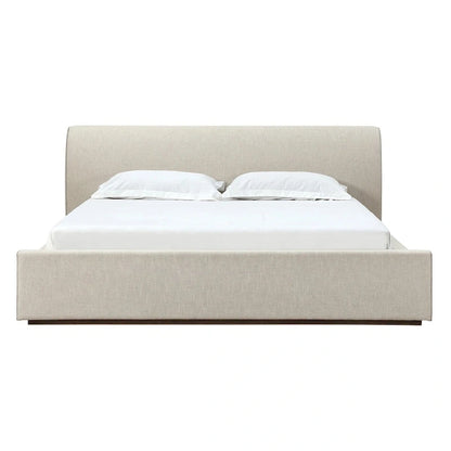Upholstered Platform Bed in Natural Linen