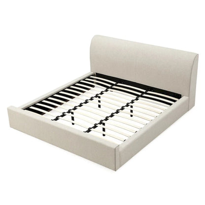 Upholstered Platform Bed in Natural Linen