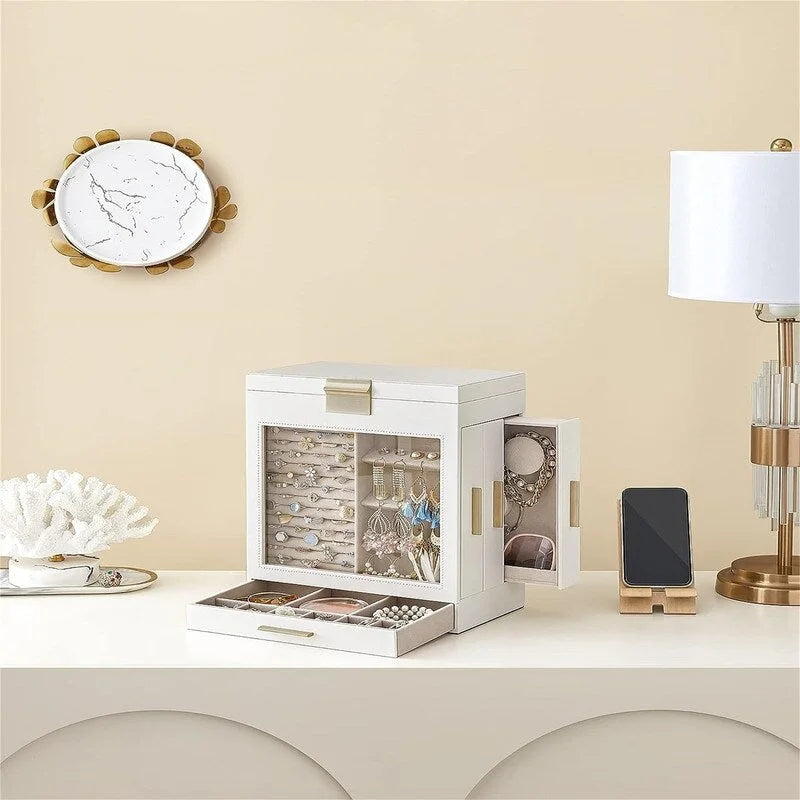 Jewelry Box with Glass Window - 6.1D x 10.3W x 12.6H