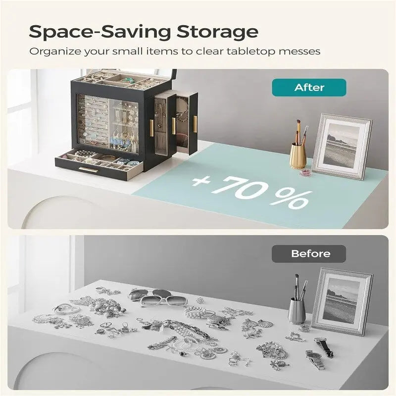 Jewelry Box with Glass Window - 6.1D x 10.3W x 12.6H