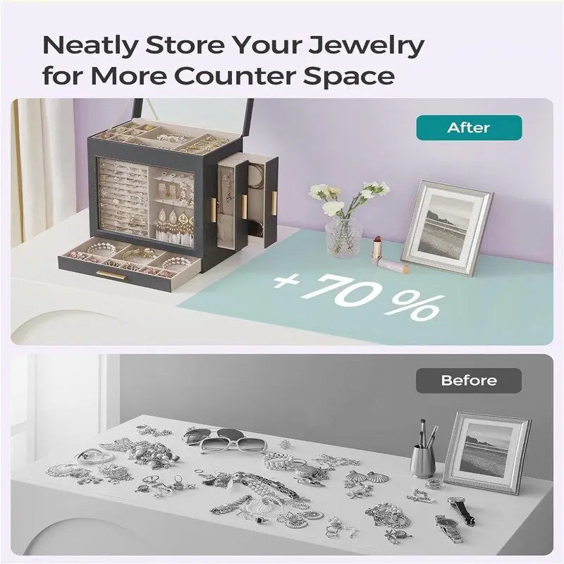 Jewelry Box with Glass Window - 6.1D x 10.3W x 12.6H