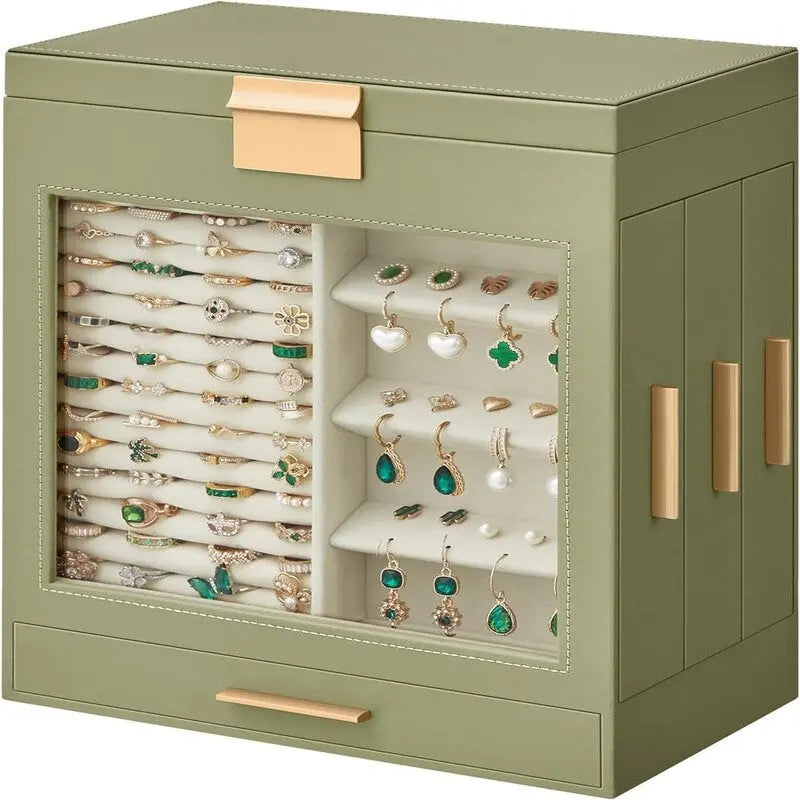 Jewelry Box with Glass Window - 6.1D x 10.3W x 12.6H