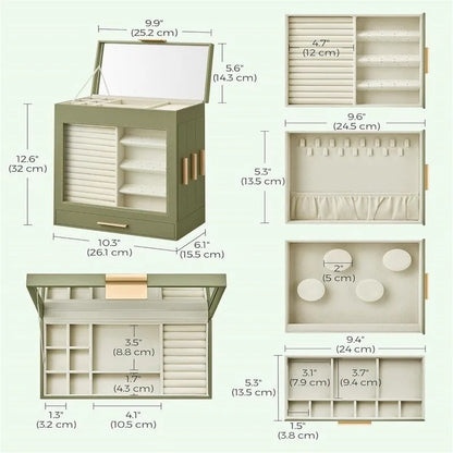 Jewelry Box with Glass Window - 6.1D x 10.3W x 12.6H