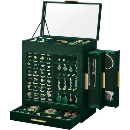 Jewelry Box with Glass Window - 6.1D x 10.3W x 12.6H