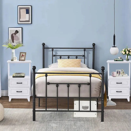 2-Drawer White Wooden Nightstands Storage Cabinet