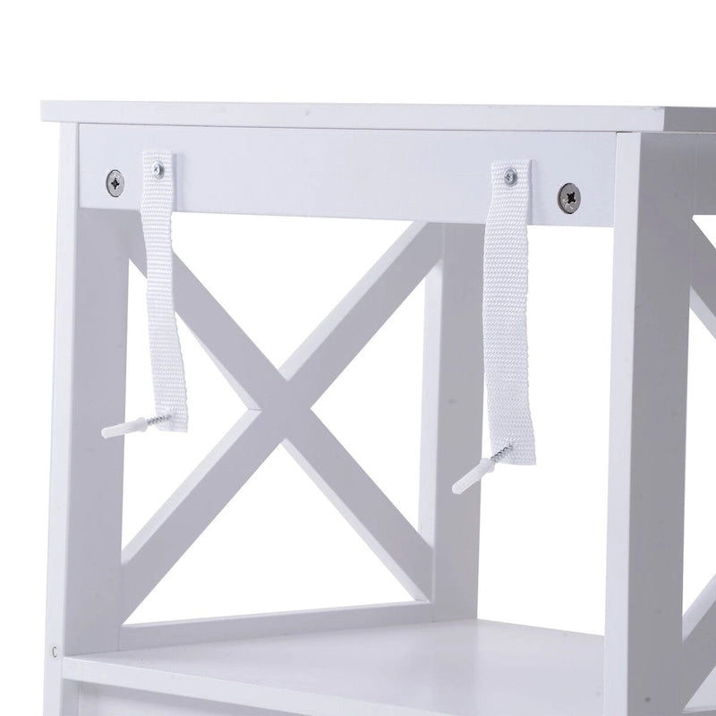 2-Drawer White Wooden Nightstands Storage Cabinet