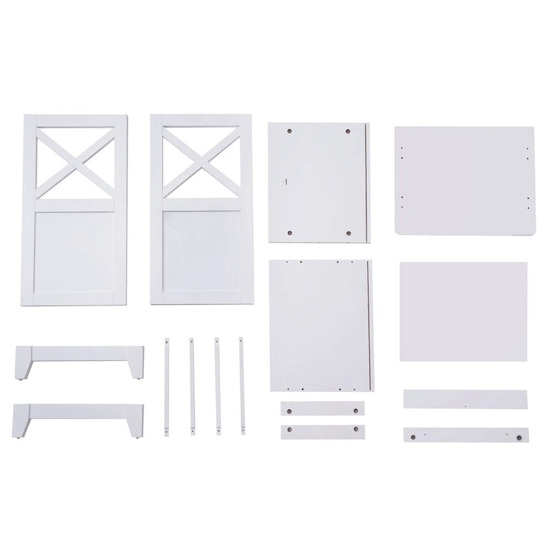 2-Drawer White Wooden Nightstands Storage Cabinet
